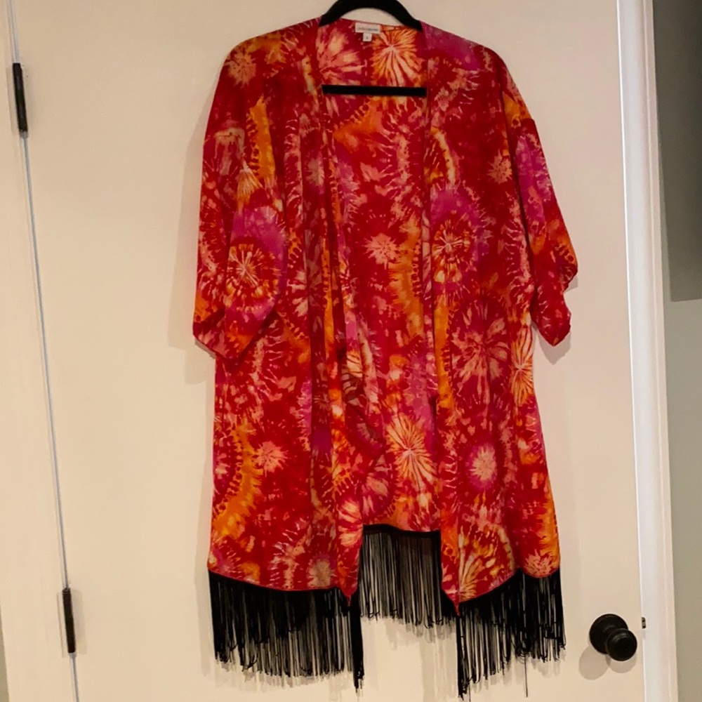 LuLaRoe Pink Tie Dye Monroe - Large